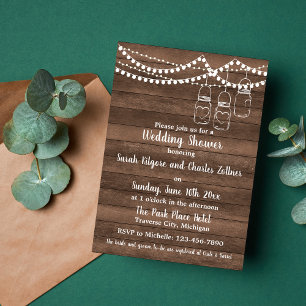 Rustic Charm String Lights Couple's Shower Invitation