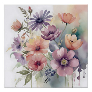 Rustic Charm Watercolor Wildflower Floral Art Poster