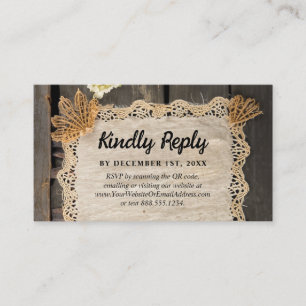 Rustic Charm Wedding Burlap & Lace Barn Wood Enclosure Card