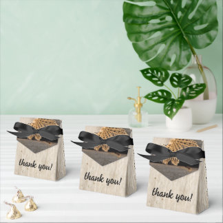 Rustic Charm Wedding Burlap & Lace Barn Wood Favour Box