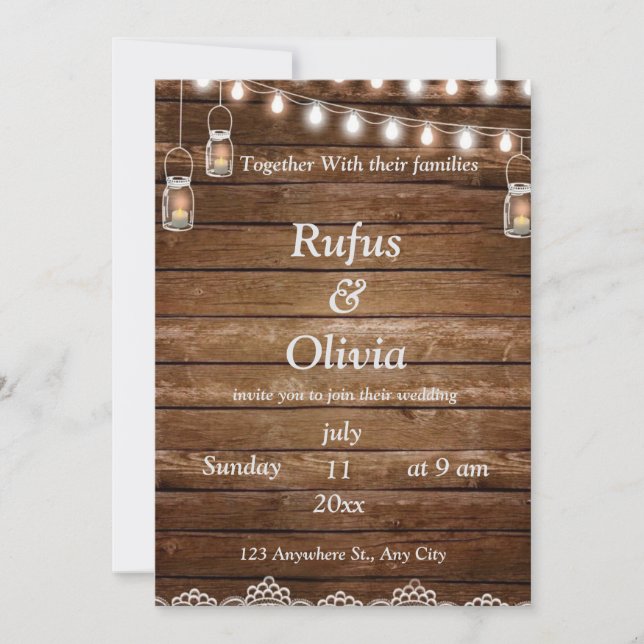 rustic charm wedding invitation (Front)