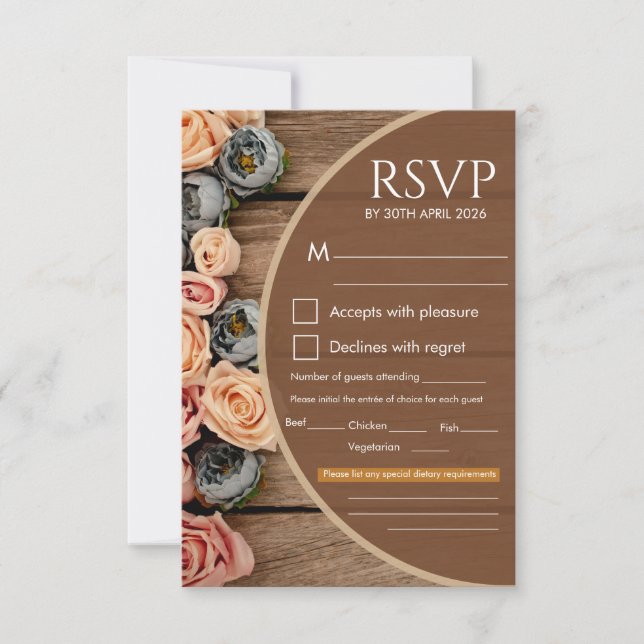 Rustic Charm Wedding RSVP Card (Front)