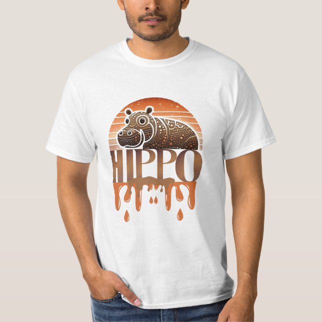 Rustic Charmed Burnout Hippo Graphic T-Shirt (Front)