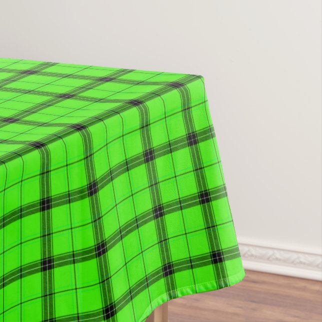 Rustic Check & Black Lines | Green Tartan Plaid Tablecloth (In Situ)