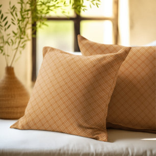 Rustic Checkered Pattern Orange Plaid for Autumn Cushion