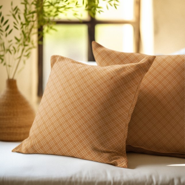 Rustic Checkered Pattern Orange Plaid for Autumn  Cushion (Creator Uploaded)