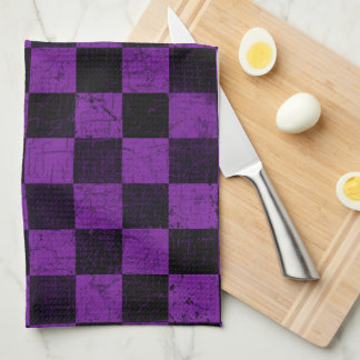 Rustic Checks, Purple and Black Tea Towel