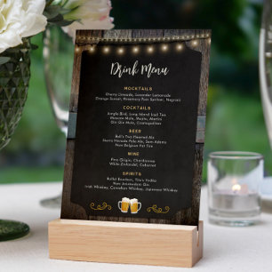 Rustic Cheers and Beers Themed 5x7 Drink Menu