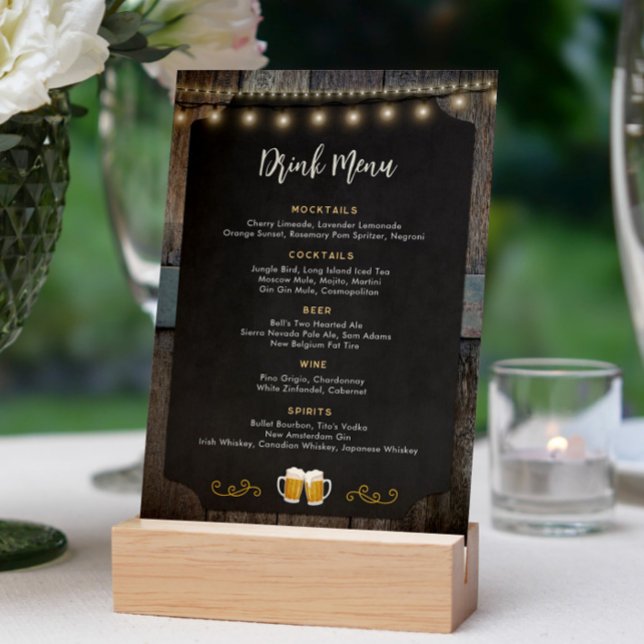 Rustic Cheers and Beers Themed 5x7 Drink Menu (Rustic Cheers and Beers Themed 5x7 Drink Menu)
