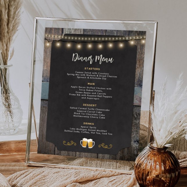 Rustic Cheers and Beers Themed 8x10 Dinner Menu Poster (Rustic Cheers and Beers Themed 8x10 Dinner Menu Poster)
