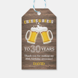 Rustic Cheers and Beers to 30 Years Gift Tags