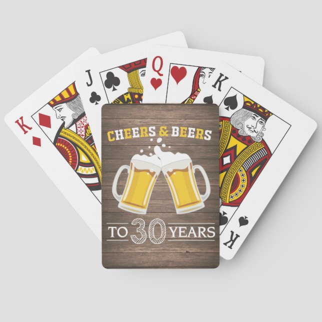 Rustic Cheers and Beers to 30 Years Playing Cards (Back)