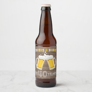 Rustic Cheers and Beers to 40 Years Beer Bottle Label