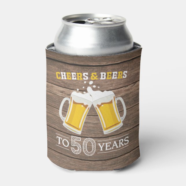Rustic Cheers and Beers to 50 Years Can Cooler (Can Front)