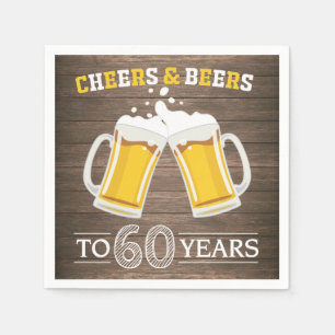 Rustic Cheers and Beers to 60 Years Napkins