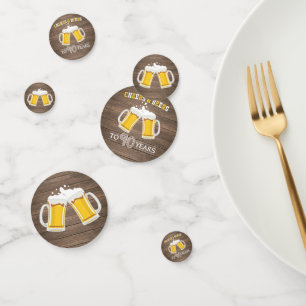 Rustic Cheers and Beers to 90 Years Confetti