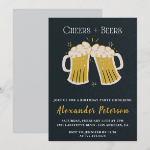 Rustic Cheers Beers Chalkboard Men 83rd birthday Invitation