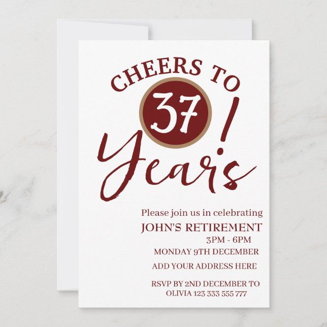 Rustic Cheers to Working Years Funny Retirement Invitation (Front)