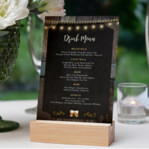 Rustic Cheers Whiskey Shot Themed 5x7 Drink Menu