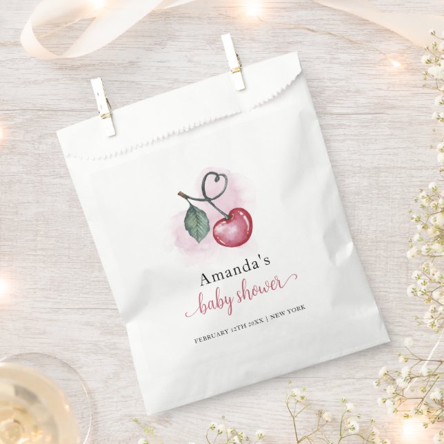 Rustic Cherry Berry Sweetheat Baby Shower  Favour Bag (Clipped)