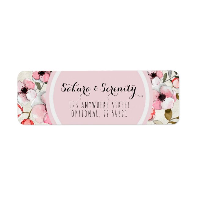 Rustic Cherry Blossom Sakura Return Address Label (Front)