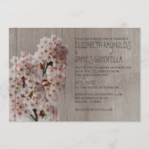 Rustic Cherry Blossom Wedding Invitations