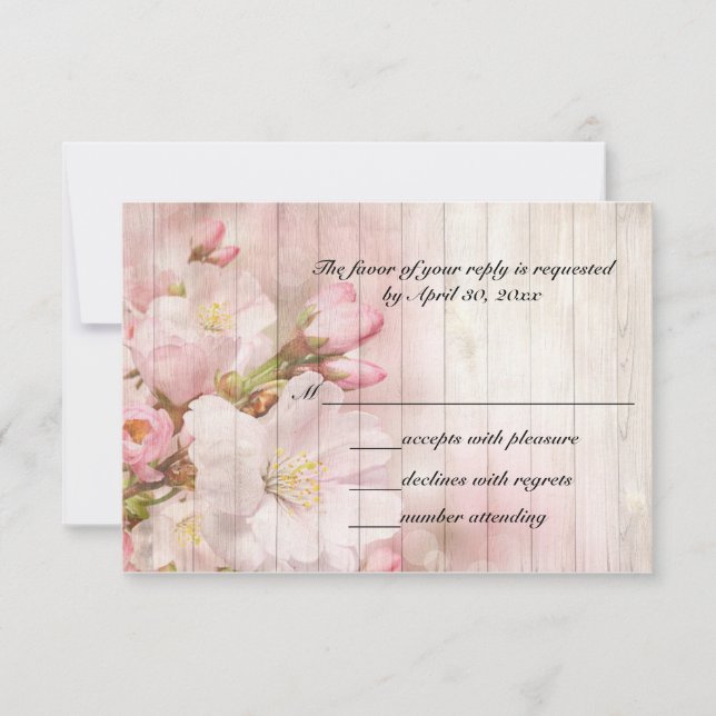 Rustic Cherry Blossom | Wedding RSVP Card (Front)