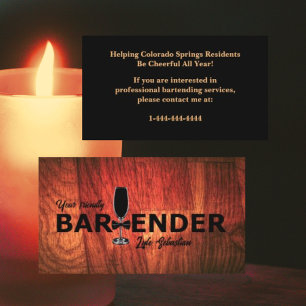 Rustic Cherrywood Event Bartender Business Card
