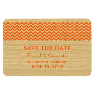 Rustic Chevron Save the Date Magnet, Orange Magnet