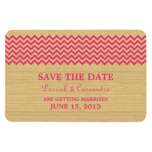 Rustic Chevron Save the Date Magnet, Pink Magnet