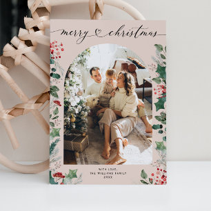 Rustic Chic 1 Photo Arch Christmas  Holiday Card