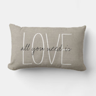 Rustic Chic All You Need is Love Lumbar Cushion