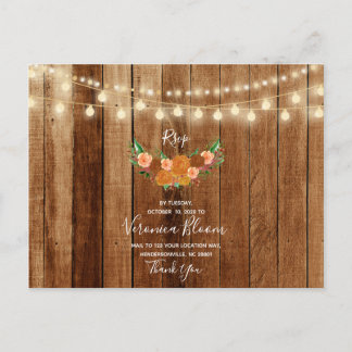 Rustic Chic Barn Wood Post Card RSVP Card