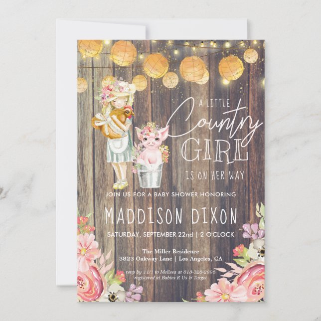 Rustic Chic Barnwood Floral Country Baby Shower (Front)
