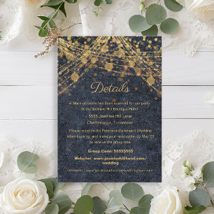 Rustic Chic Blue Gold Wedding Details Enclosure Card