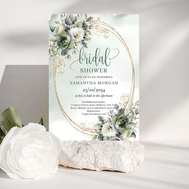 Rustic Chic Botanical Gold Bridal Shower Invitatio Invitation (Rustic Chic Botanical Gold Bridal Shower Invitation)