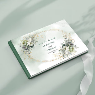 Rustic Chic Botanical Green Gold Wedding Guest Boo Book