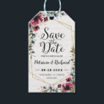 Rustic Chic Burgundy Floral Wedding Save The Date Gift Tags<br><div class="desc">Rustic Chic Burgundy Floral Wedding Save The Date Gift Tags</div>