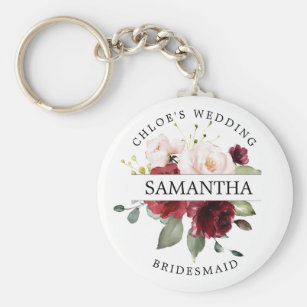 Rustic Chic Burgundy Red Blush Pink Personalized Key Ring