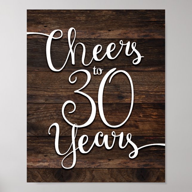 Rustic Chic CHEERS TO 30 YEARS Print (Front)