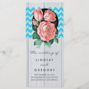 rustic chic coral and turquoise wedding programs