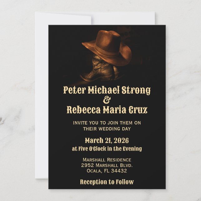 Rustic Chic Cowboy Boots Country Western Wedding Invitation (Front)