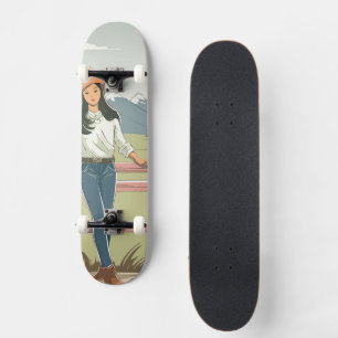 Rustic Chic Cowgirl Pastel Western Mountain Tomboy Skateboard