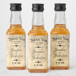 Rustic Chic Custom Guest Thank You Favour Cute Min Liquor Bottle Label