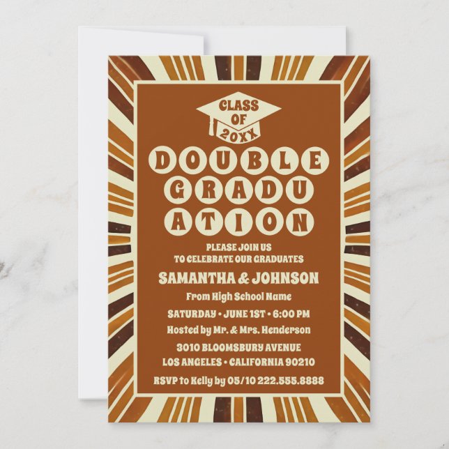 Rustic Chic Double Graduation Party Invitations (Front)
