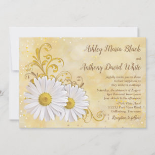 Rustic Chic Elegant Shasta Daisy Wedding Invitation