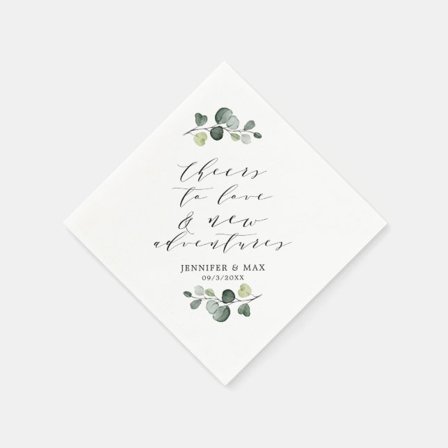 Rustic Chic Eucalyptus New Adventures Paper Napkin (Corner)