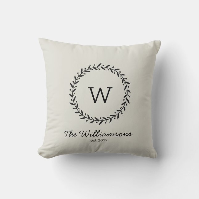 Rustic Chic Family Monogram Name  Throw Pillow (Front)