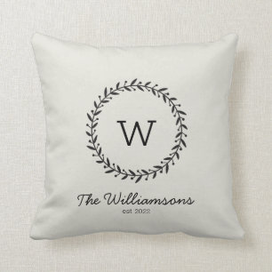 Rustic Chic Family Monogram Name  Throw Pillow
