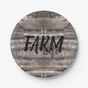 rustic chic FARM LIFE in script Paper Plate